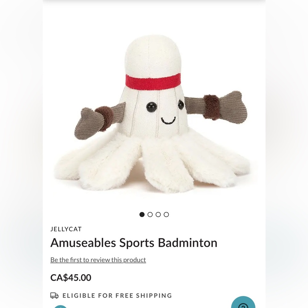 Jellycat Amuseables Shuttlecock Plush with Red Band